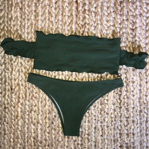 ZAFUL Off the Shoulder Green Bandeau Bikini Small